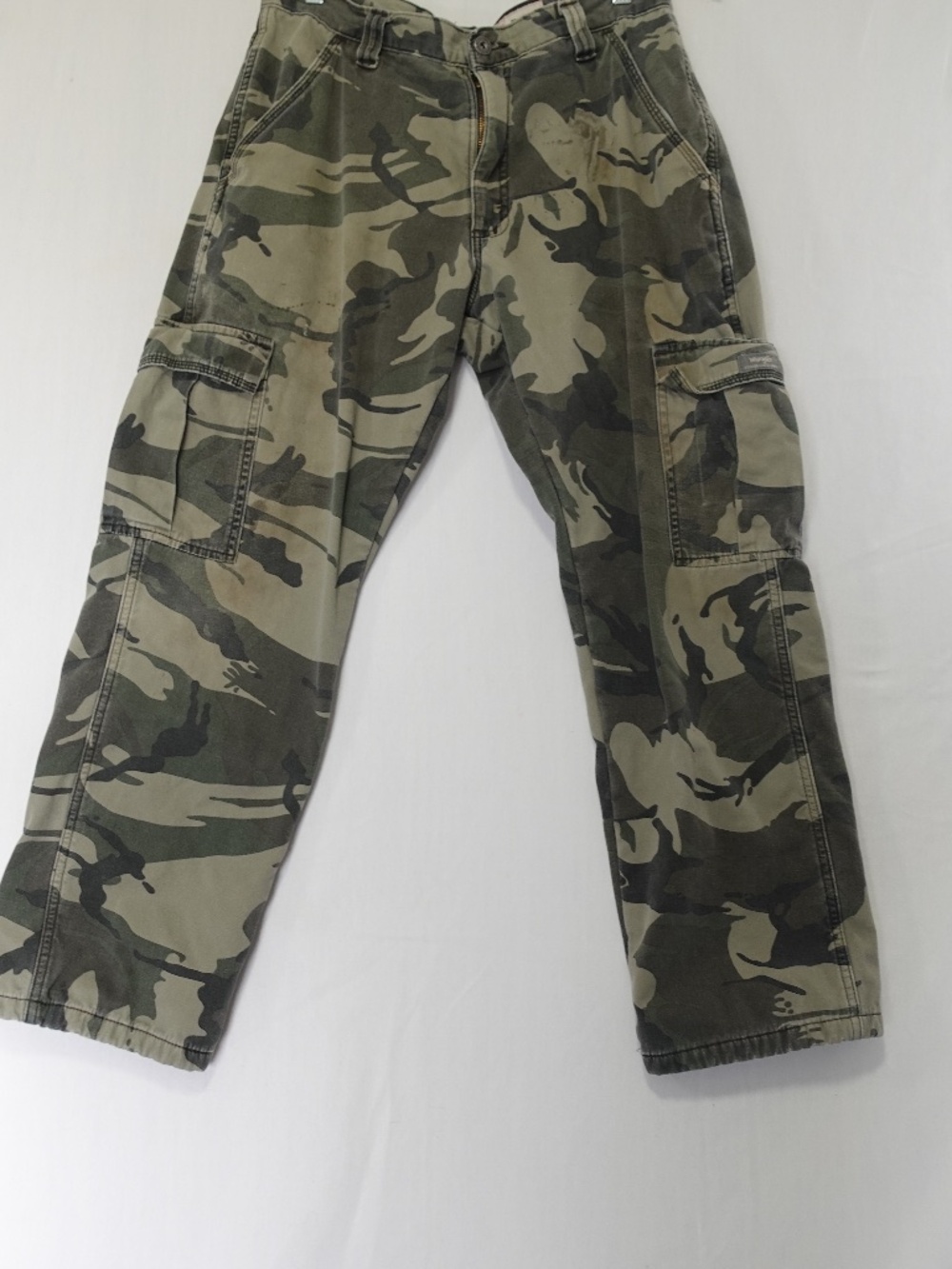 Wrangler Cargo Pants Mens 32x30 Green Camo Fleece Lined Relaxed Fit Utility Work
